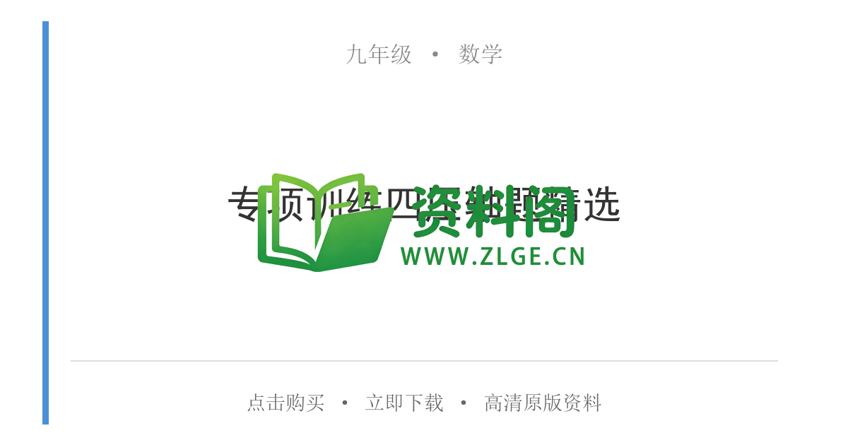 九年级数学-专项训练四压轴题精选-资料阁