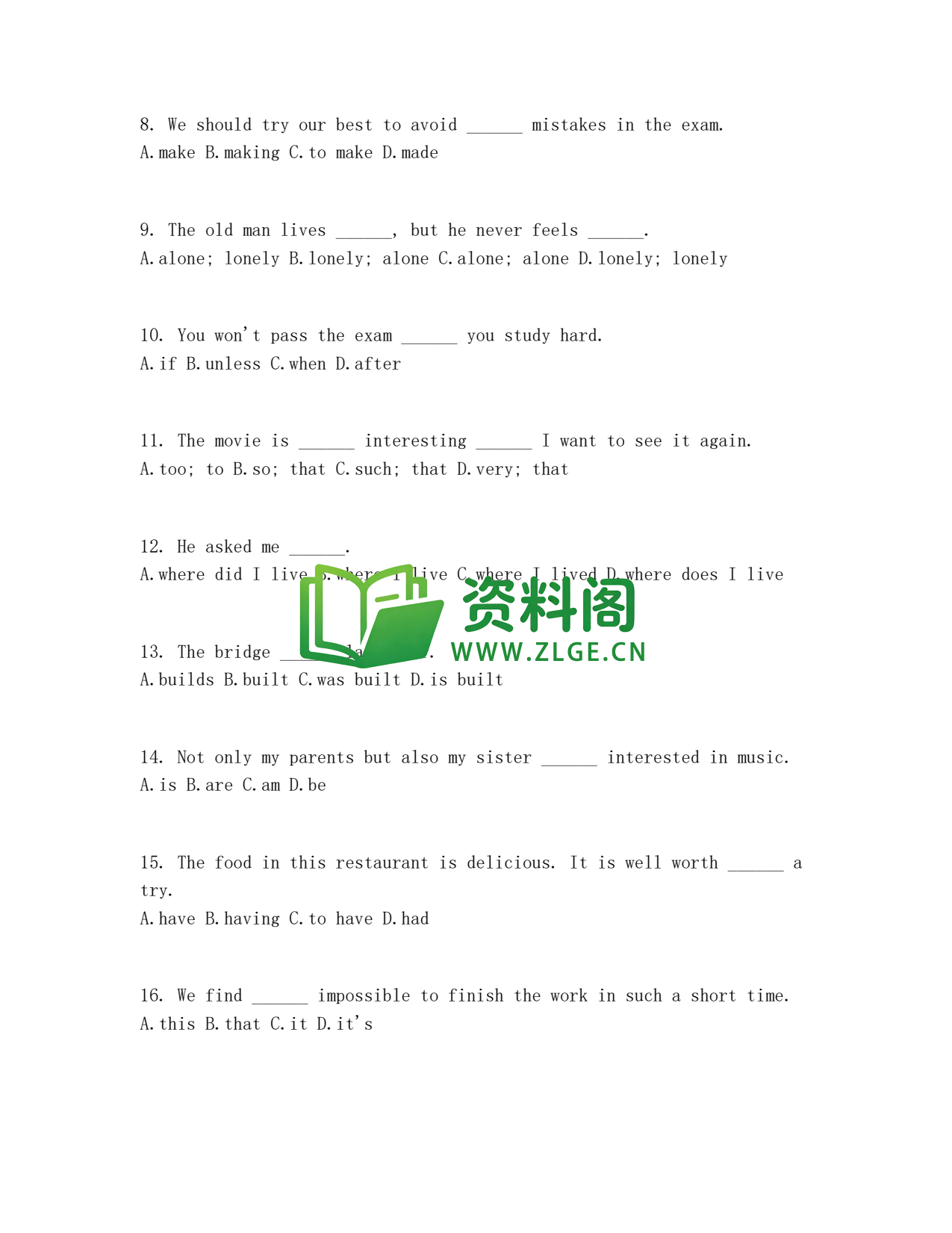 九年级英语-单项选择专项训练插图2 九年级英语-单项选择专项训练插图2