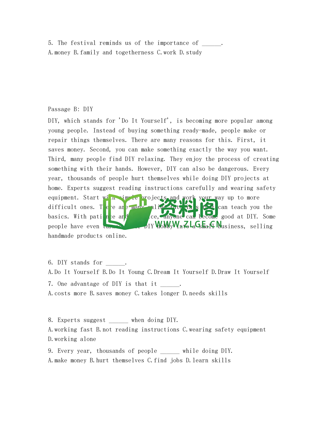 九年级英语-阅读理解专项训练插图2 九年级英语-阅读理解专项训练插图2