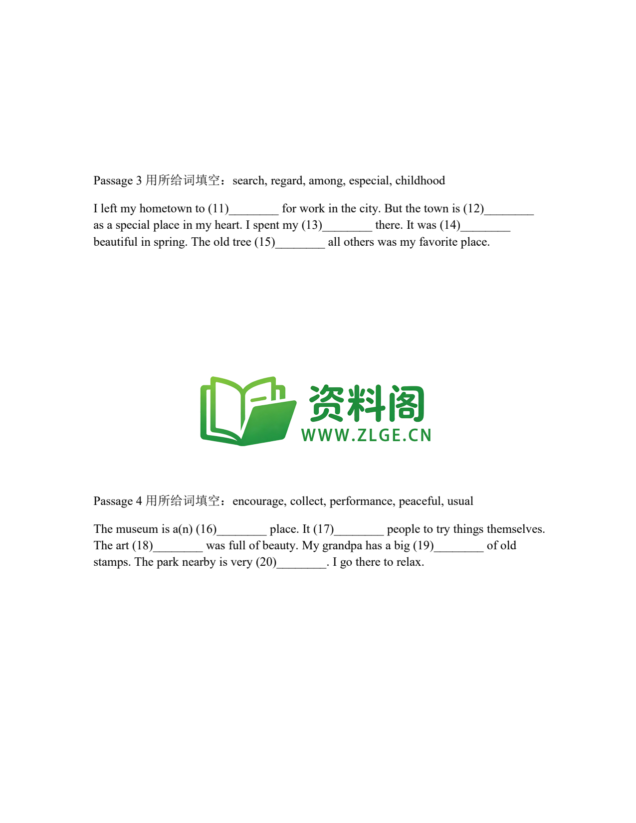八年级英语-短文填空插图2 八年级英语-短文填空插图2