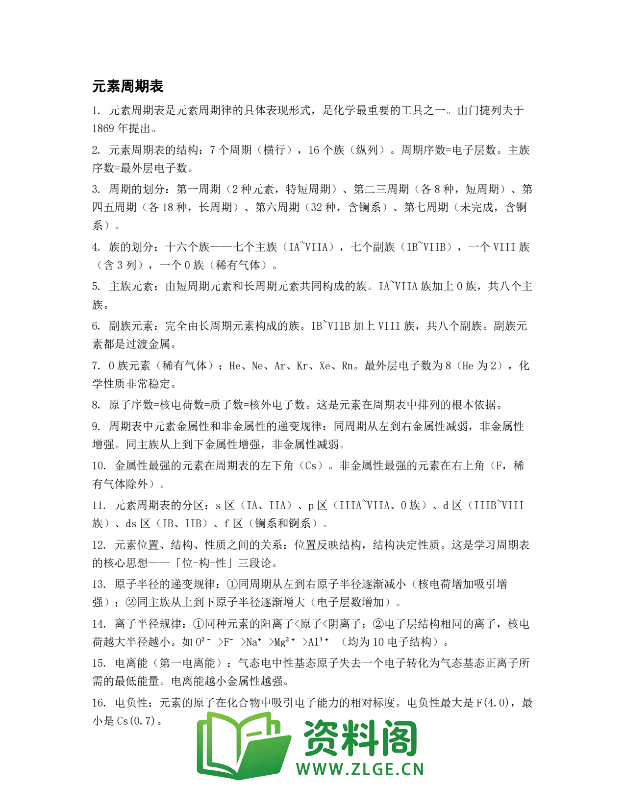 高一化学下册 | 元素周期表 No.7插图1