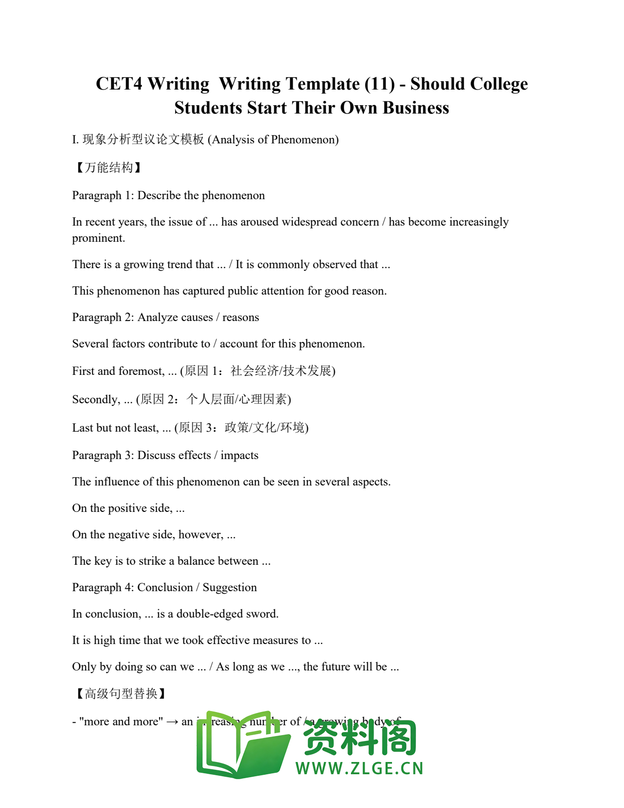 大学英语四六级 | 四级写作模板 第11篇插图1