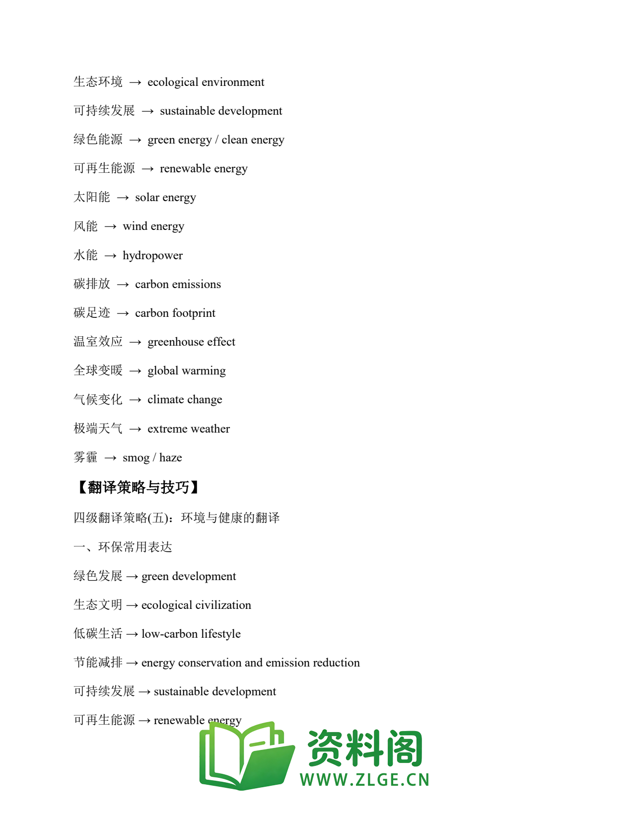 大学英语四六级 | 四级翻译常考词 Translation (135) – 【翻译段落1】中国的环保政策插图2 大学英语四六级 | 四级翻译常考词 Translation (135) – 【翻译段落1】中国的环保政策插图2