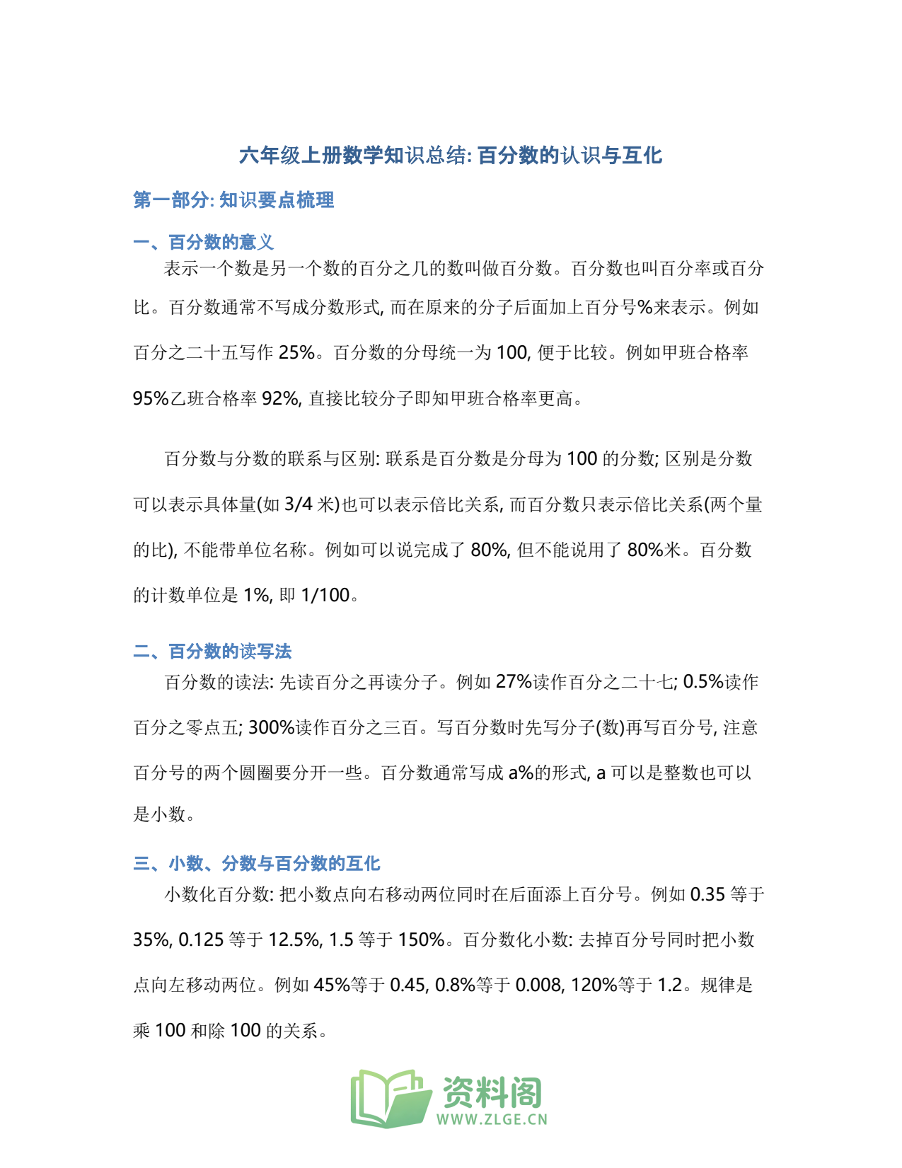 小学六年级上册 | 数学 | 知识总结 010插图1