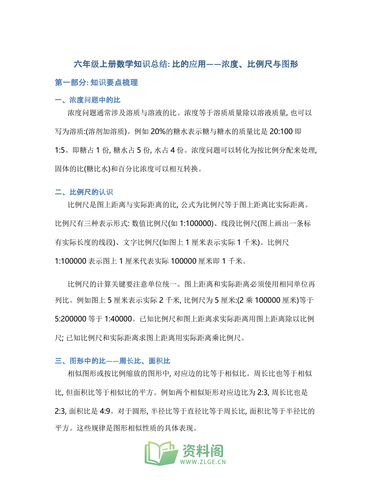 小学六年级上册 | 数学 | 知识总结 006插图1