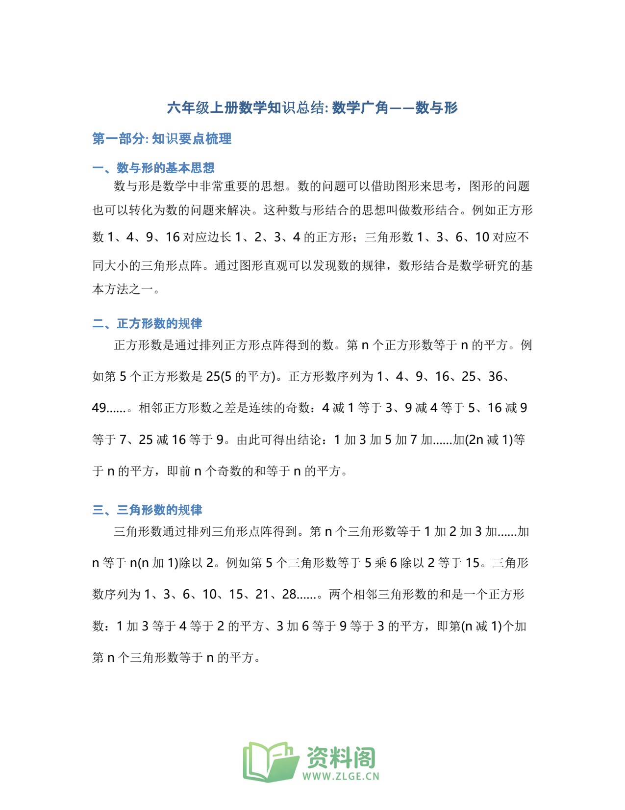 小学六年级上册 | 数学 | 知识总结 014插图1