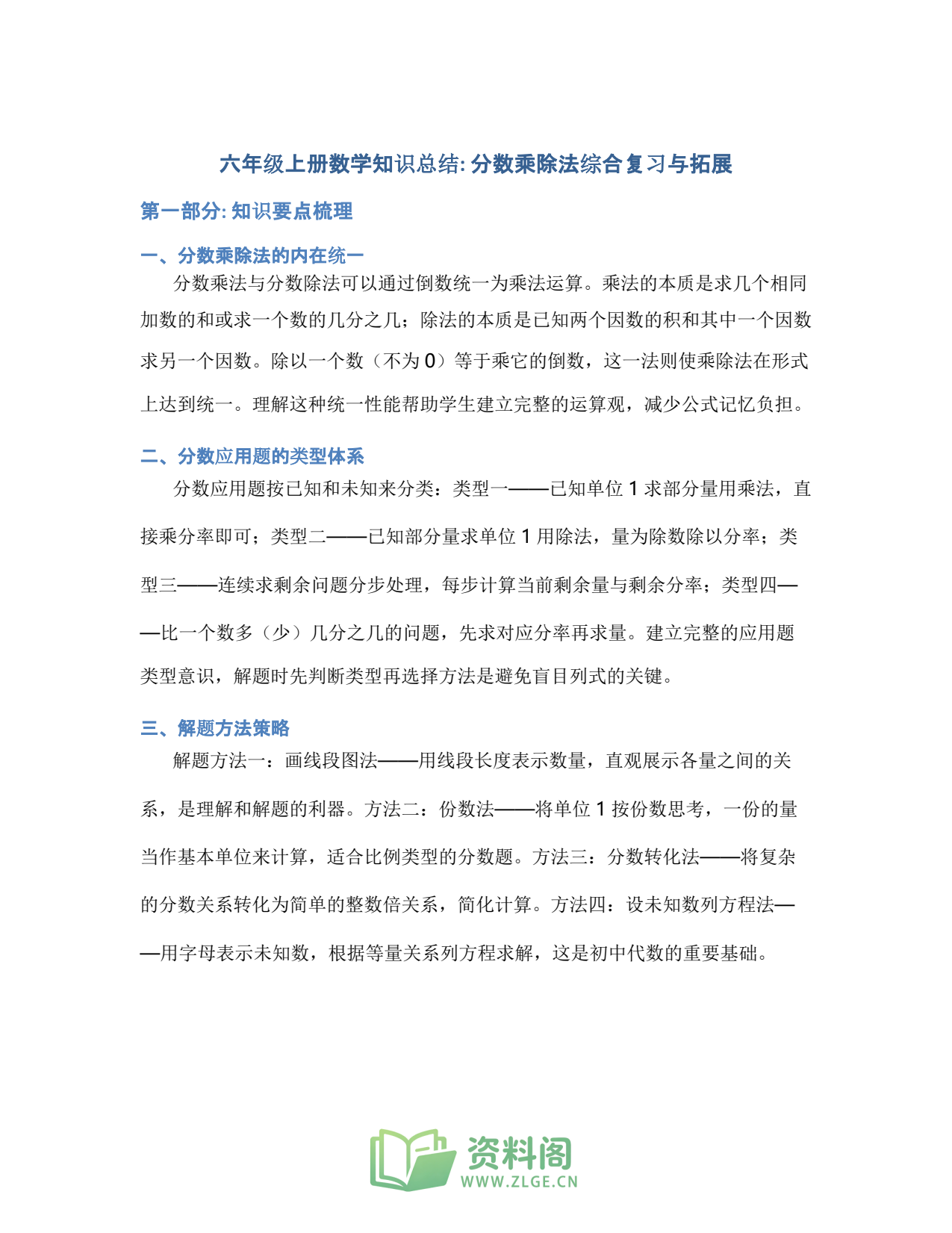 小学六年级上册 | 数学 | 知识总结 015插图1