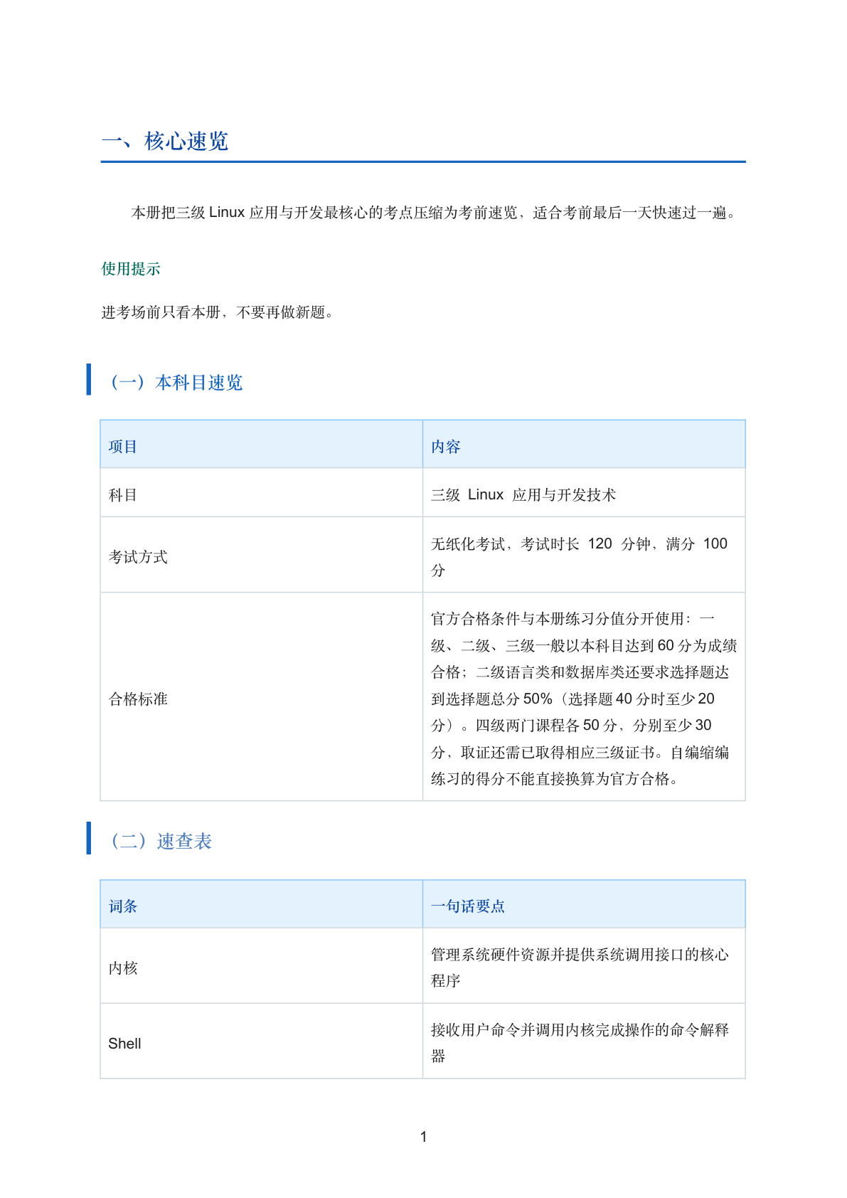 三级Linux应用与开发技术考前速查手册插图1
