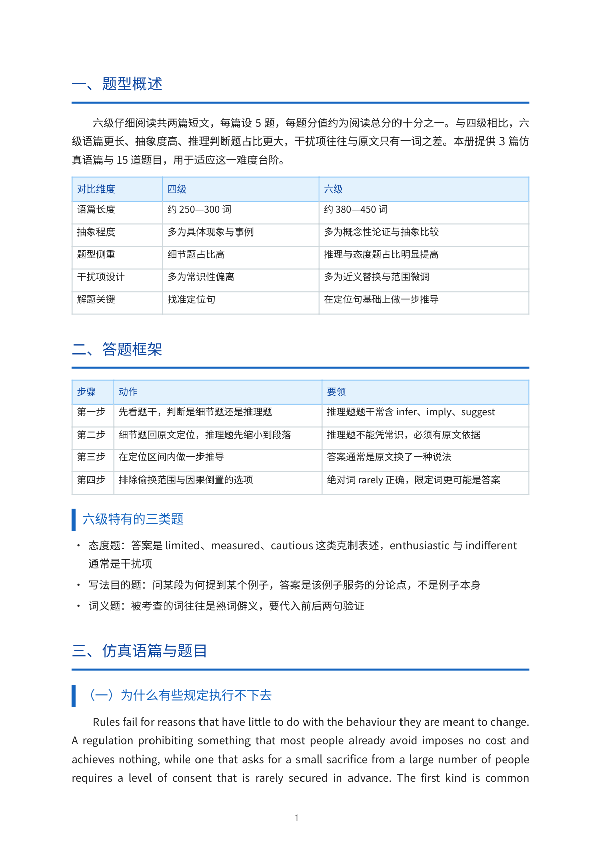 六级仔细阅读专项训练（卷三）插图1