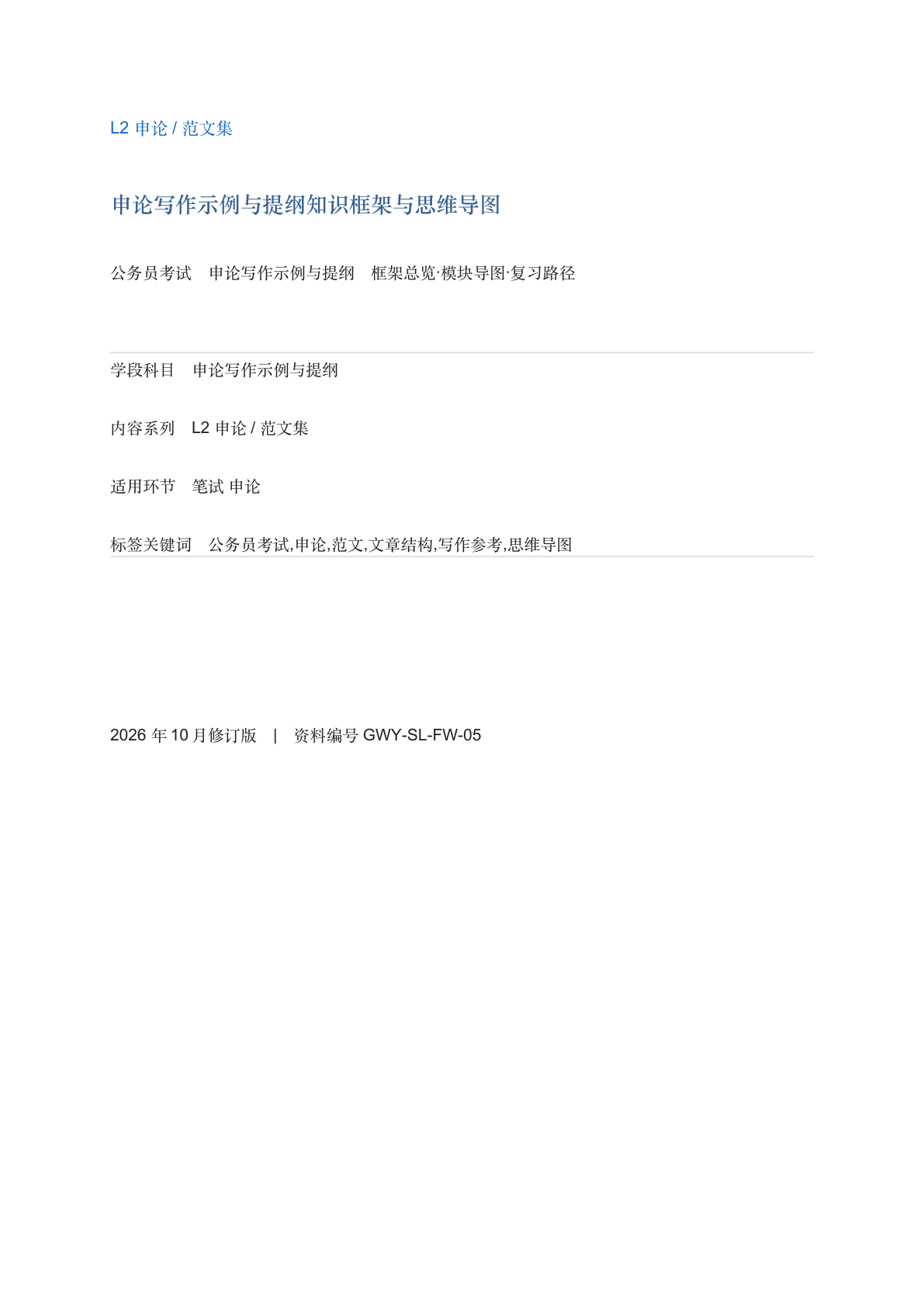 申论写作示例与提纲知识框架与思维导图-资料阁